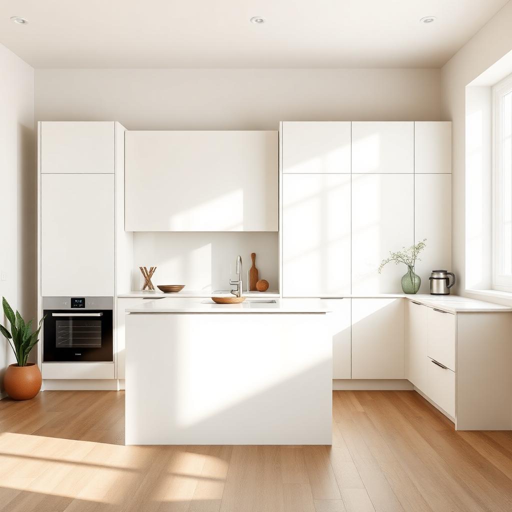 Minimalistische keuken gewrapt in mat wit, impressie