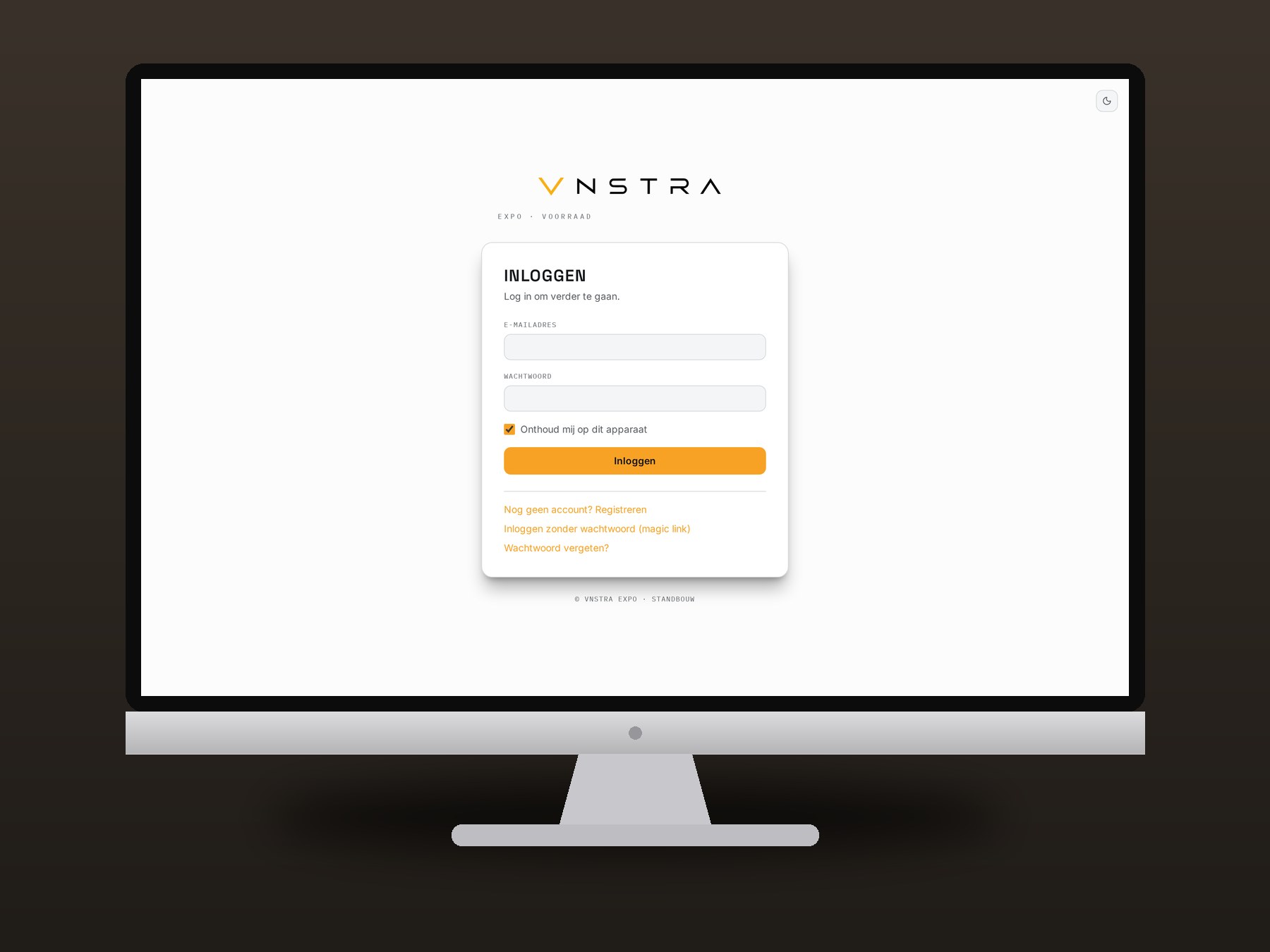 Screenshot van de VNSTRA EXPO app op een iMac, interne inventarisatie-tool