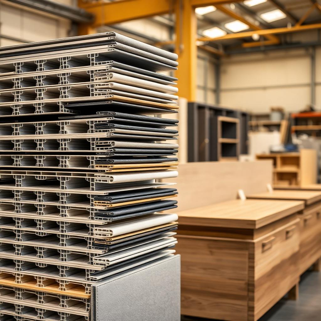 Standwerkplaats met systeemprofielen en panelen, impressie