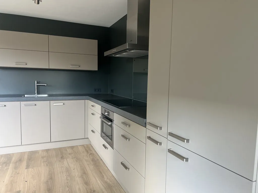 L-keuken met matte greige fronten in folie K4, foto 3